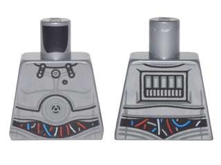 Lego Torso SW Protocol Droid with Red, Blue and Flat Silver Wires Pattern / Flat Silver