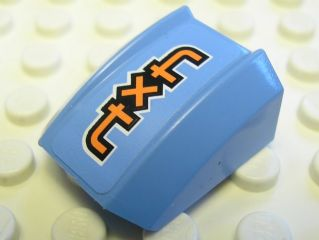 Lego Slope, Curved 2 x 2 Lip with Orange '4x4' Pattern, Model Right (Sticker) - Set 8657