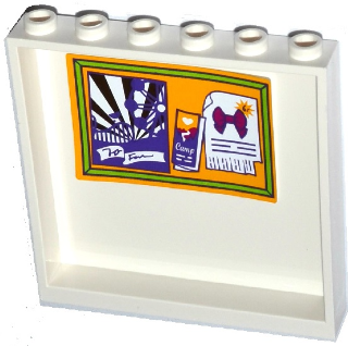 Lego Panel 1 x 6 x 5 with Bulletin Board with Fun Fair Poster, Pamphlet and Bow Tie Ad on Inside Pattern (Sticker) - Set 41118