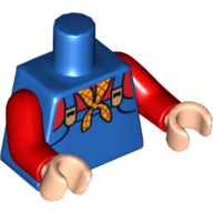Lego Torso Overalls with Checkered Bandana Print (Stinky Pete), Red Arms, Light Nougat Hands / Blue