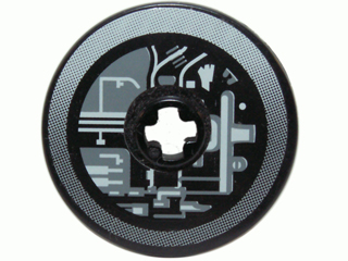 Lego Technic, Disk 3 x 3 with Machinery Pattern 2 (Sticker) - Set 4504