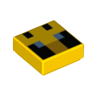 Lego Tile 1 x 1 with Pixelated Bee Face, Blue Eyes print / Yellow