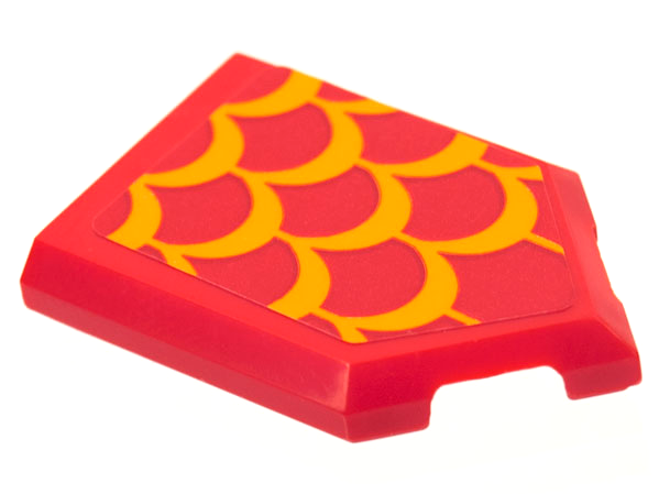 Lego Tile, Modified 2 x 3 Pentagonal with Bright Light Orange Scales Pattern (Sticker) - Set 75550