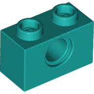 Lego Technic Brick 1 x 2 [1 Pin Hole] / Dark Turquoise