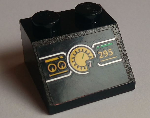 Lego Slope 45 2 x 2 with Tachometer and Yellow '295' Pattern (Sticker) - Set 75899