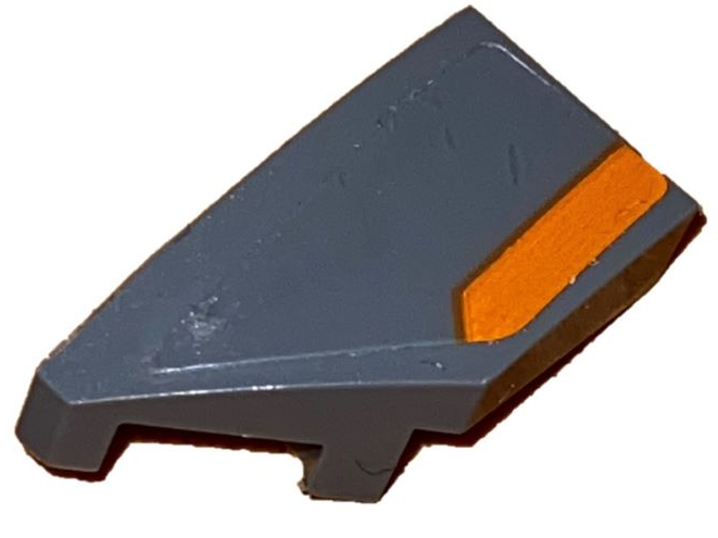 Lego Wedge 2 x 1 x 2/3 Left with Orange Stripe Pattern (Sticker) - Set 75892