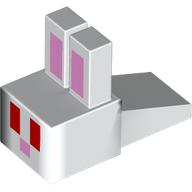 Lego Animal Body Part, Rabbit Head Blocky with Red Eyes, Bright Pink Ears, Nose print / White