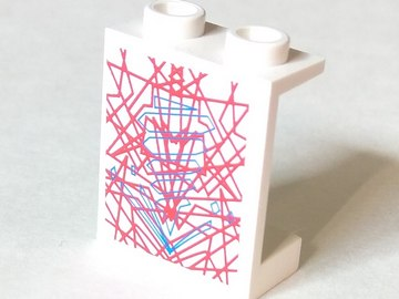 Lego Panel 1 x 2 x 2 - Hollow Studs with Red Lines over Blue Drill Tip Pattern (Sticker) - Set 4744