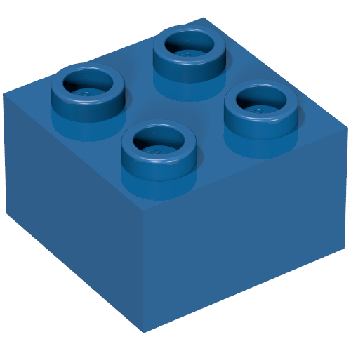Lego Minitalia Brick 2 x 2 with Bottom X Support / Blue