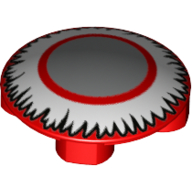 Lego Plate Round 2 x 2 with Rounded Bottom with Light Bluish Grey Circle, Red Circle, White Ruffles / Red
