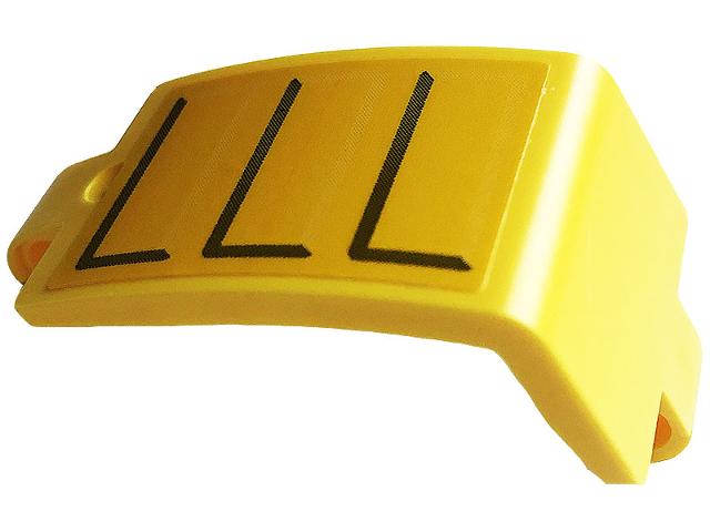 Lego Technic, Panel Curved 3 x 5 x 3 with Gray Lines Pattern Model Left Side (Sticker) - Set 42108 / Yellow