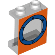 Lego Panel 1 x 2 x 2 with Side Supports - Hollow Studs with Porthole Blue on Orange Background Print