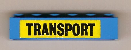 Lego Brick 1 x 6 with Black 'TRANSPORT' Small Font on Yellow Background Pattern (Sticker) - Set 364 / Blue