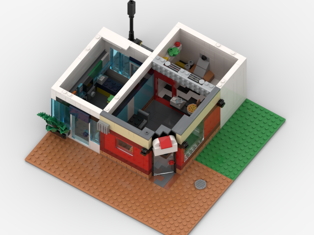 Lego Modular pizzaria and comics store (base floor)