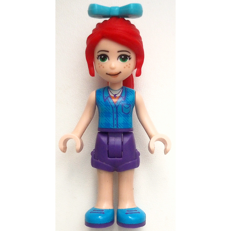 Lego Mia - Blue Plaid Shirt, Dark Purple Skirt, Medium Azure Bow