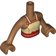 Lego Minidoll Torso Girl, with Tan Top, Red Trim, Medium Nougat Arms and Hands / Medium Nougat