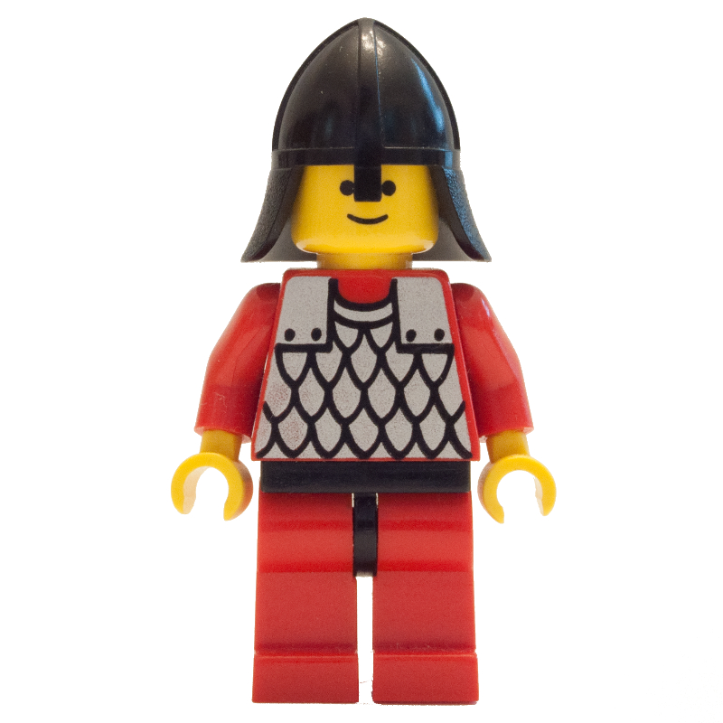 Lego Knight (Scale Mail on Red) - Red Arms, Red Legs, Black Neck-Protector