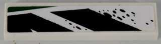 Lego Tile 1 x 4 with Black and Green Pattern Model Left Side (Sticker) - Set 8864 / White