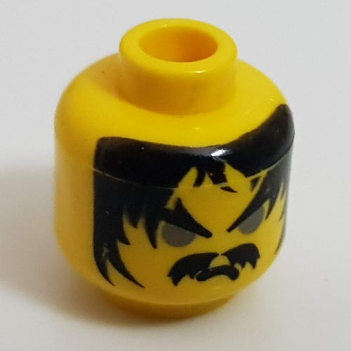 Lego Minifig Head Cedric the Bull, Moustache Gray Eyes, Frown Print [Blocked Open Stud] / Yellow