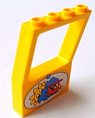 Lego Fabuland Window 2 x 4 x 5 with Square Top with Plane, Clouds and Sun Pattern (Sticker) - Set 3671