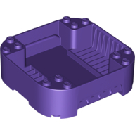 Lego Pod, Square Rounded Corners, Back, 8 x 8 x 2, Corner Studs, and Recessed Slots / Dark Purple