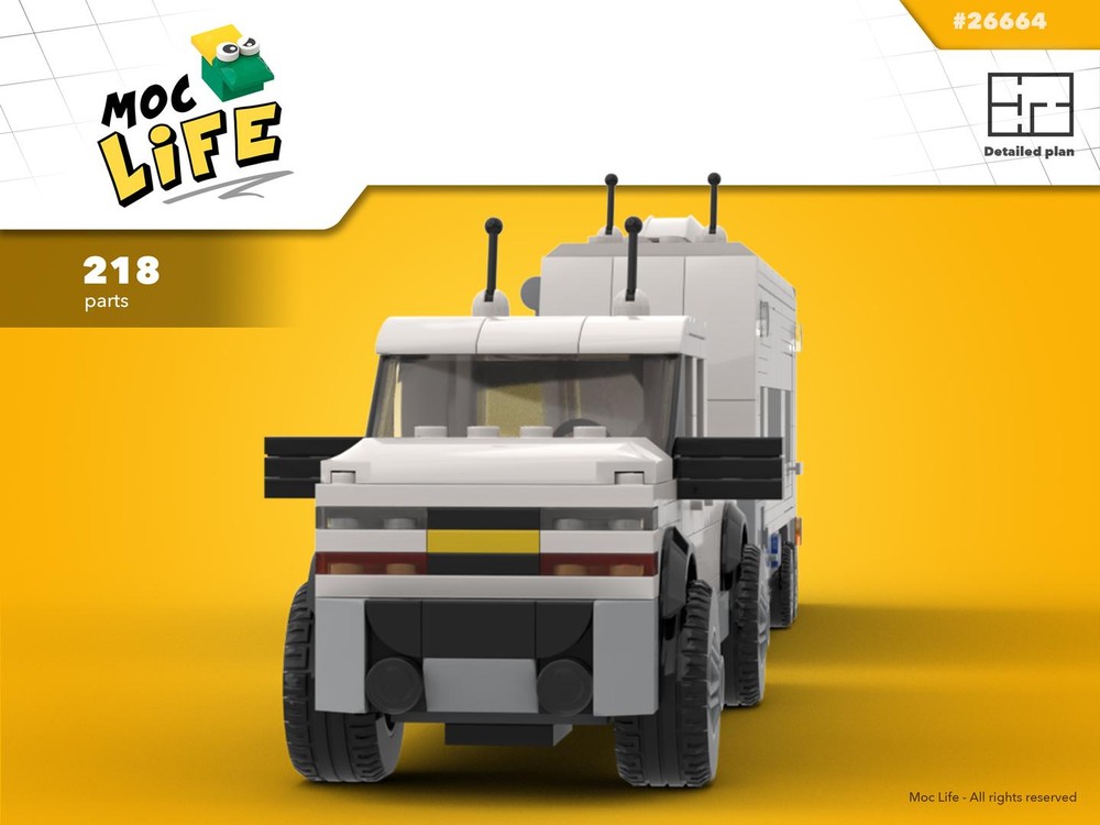 Lego Chevrolet Silverado 1500 quad cab long bed with caravan trailer