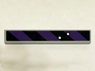Lego Tile 1 x 6 with Black and Dark Purple Danger Stripes and 2 Bullet Holes Pattern (Sticker) - Set 6864