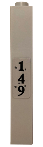Lego Brick 1 x 1 x 5 - Solid Stud with Black '149' on Light Bluish Gray Background Pattern (Sticker) - Set 75810