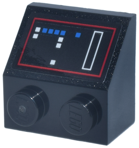 Lego Slope 45 2 x 2 with Control Panel, Red and White Rectangles, Blue Square Lights and Buttons Pattern (Sticker) - Set 75419