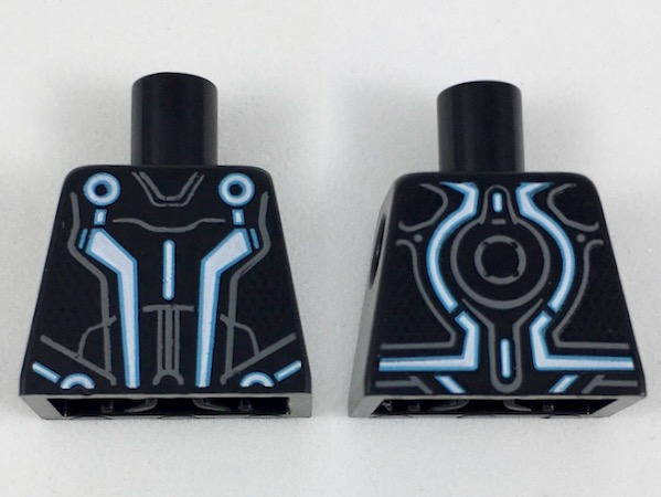Lego Torso White/Blue Angular Lines and Dark Bluish Gray Markings Pattern