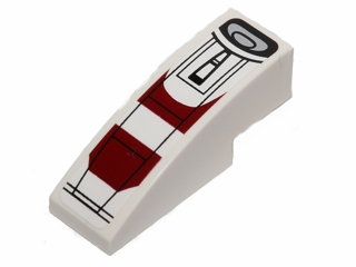 Lego Slope, Curved 3 x 1 with Black Lines and Dark Red Pattern (Sticker) - Set 75037