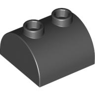 Lego Brick Curved 2 x 2, Two Top Studs / Black