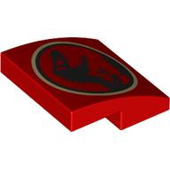 Lego Brick Curved 2 x 2 x 2/3 with Jurassic Park Logo Print