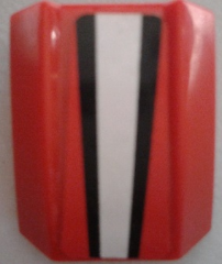 Lego Slope, Curved 2 x 2 Lip with Red, Black and White Stripes Pattern (Sticker) - Set 8863