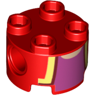 Lego Brick Round 2 x 2, Pin Holes with Gold Lapels and Magenta Undershirt Print