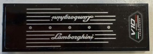 Lego Tile 2 x 6 with Engine Cover with Silver Lines, 'Lamborghini' and 'V10' Pattern (Sticker) - Sets 42161 / 42196 / Black