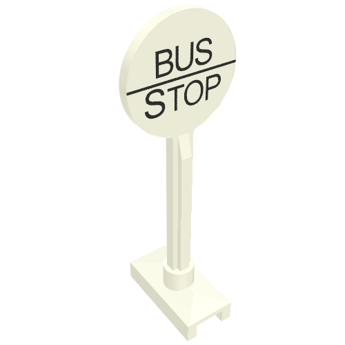 Lego Road Sign Round with Bus Stop Print