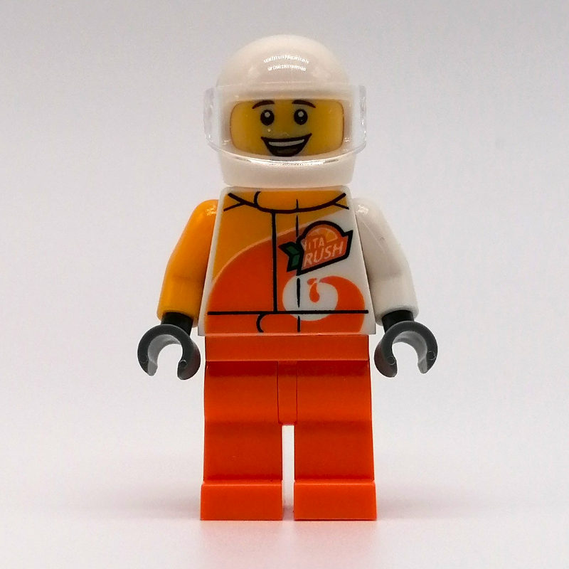 Lego Driver - White Torso, Orange Legs, White Helmet