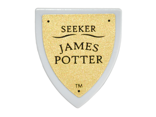 Lego Minifigure, Shield Triangular Short with 'SEEKER JAMES POTTER' on Gold Background Pattern (Sticker) - Set 4842