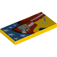 Lego Tile 2 x 4 with Stars and Stripes, 'WGP 24' Print Model Left Side / Yellow