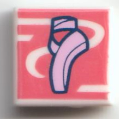 Lego Tile 1 x 1 with Bright Pink Ballet Shoes on Coral Background Print