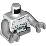Lego Torso Armor with Light Bluish Gray Undershirt Print (First Order Walker Pilot), Light Bluish Gray Arms and Hands / White
