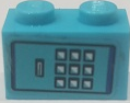 Lego Brick 1 x 2 with Keypad Pattern (Sticker) - Set 75824 / Medium Azure