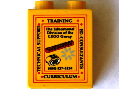 Lego Duplo, Brick 1 x 2 x 2 with The Educational Division of the LEGO Group Pattern