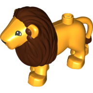 Lego Duplo Animal Lion Adult Male, Reddish Brown Mane, Rounded Eyes Print