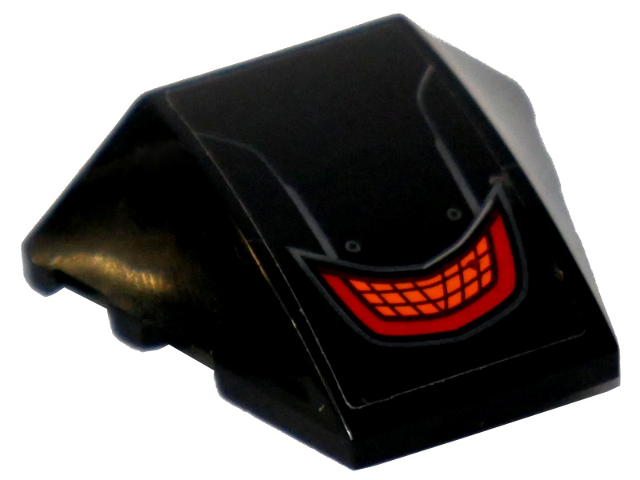 Lego Wedge 4 x 3 Triple Curved No Studs with Red and Orange Grille Pattern (Sticker) - Set 76110