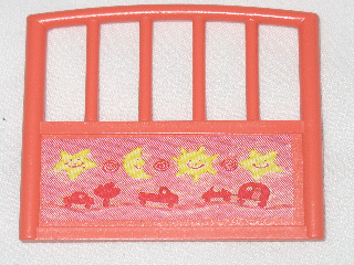 Lego Scala Baby Crib Footboard 1 x 7 x 6 with Vehicles, Moon and Stars Pattern (Sticker) - Set 3290