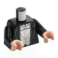 Lego Torso, Suit, Jacket, White Vest, Shirt, Bow Tie Print, Black Arms, Light Nougat Hands