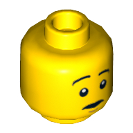 Lego Minifig Head Soldier, Snarling / Raised Eyebrows Print / Yellow