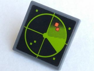 Lego Road Sign 2 x 2 Square with Open O Clip with Lime Radar on Computer Screen Pattern (Sticker) - Set 75902